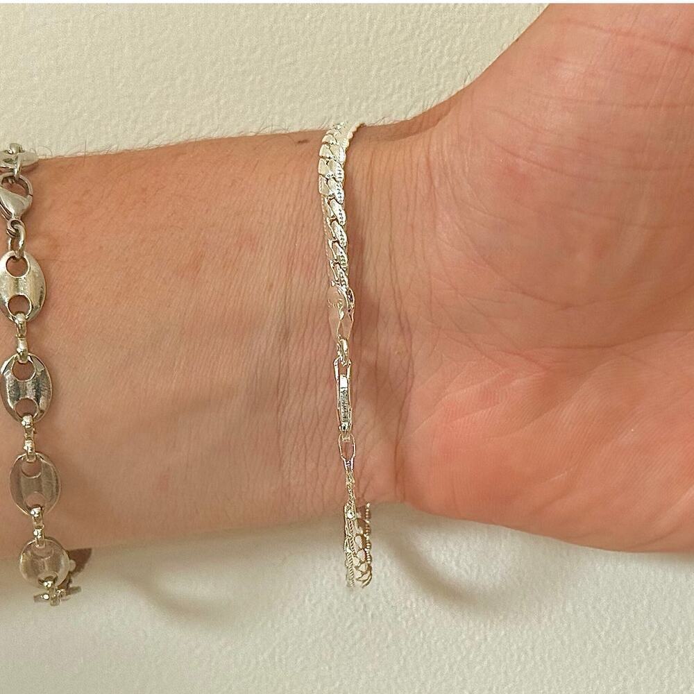 Y2K Sterling Silver 925 Snake Chain Bracelet 8 Inch Unisex Stainless Steel - Picture 8 of 8